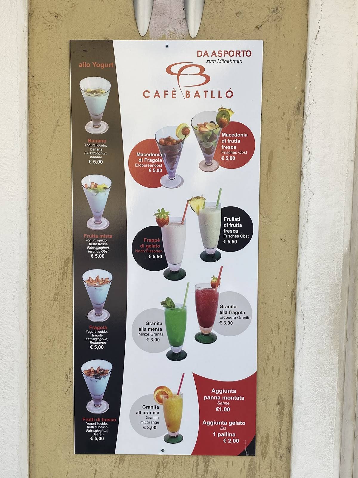 Menu di Café Batlló 
