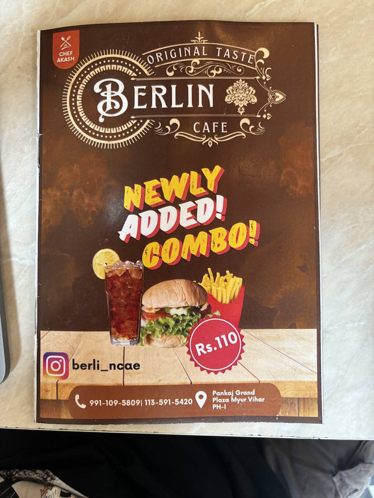 Berlin cafe menu