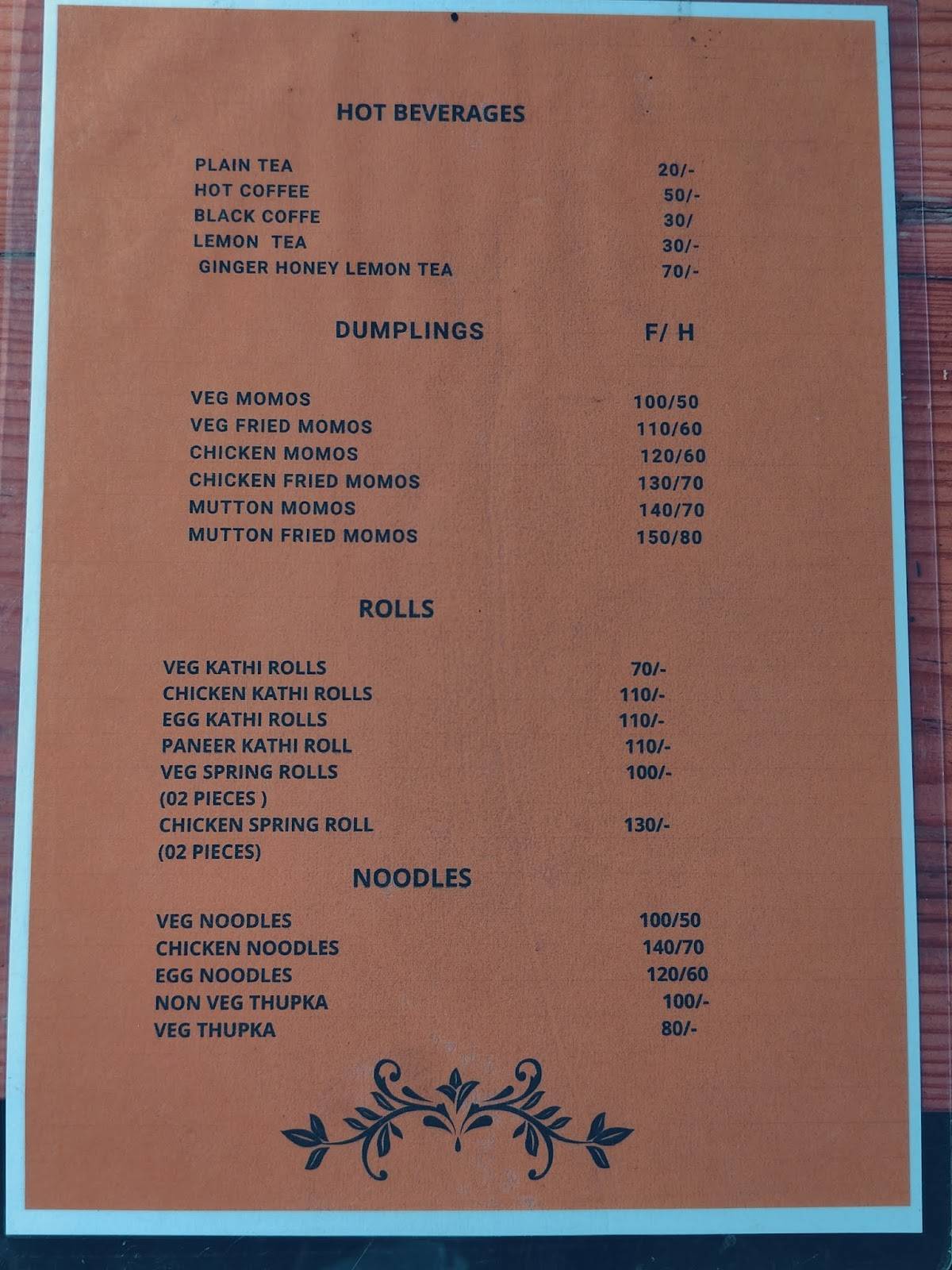 Brightend cafe corner menu