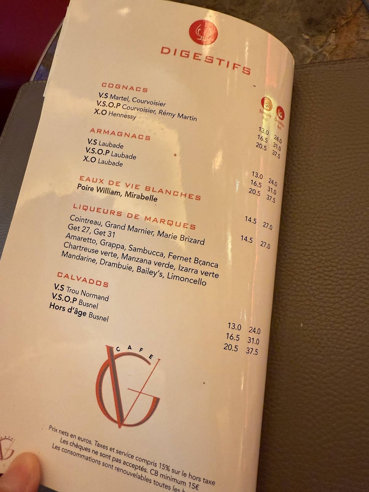 Menu de Café George V