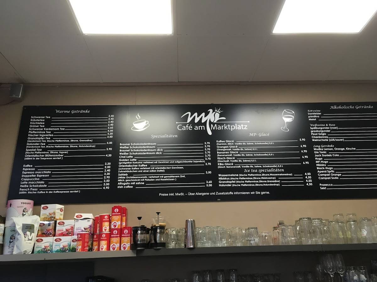 Menu de Cafe am Marktplatz