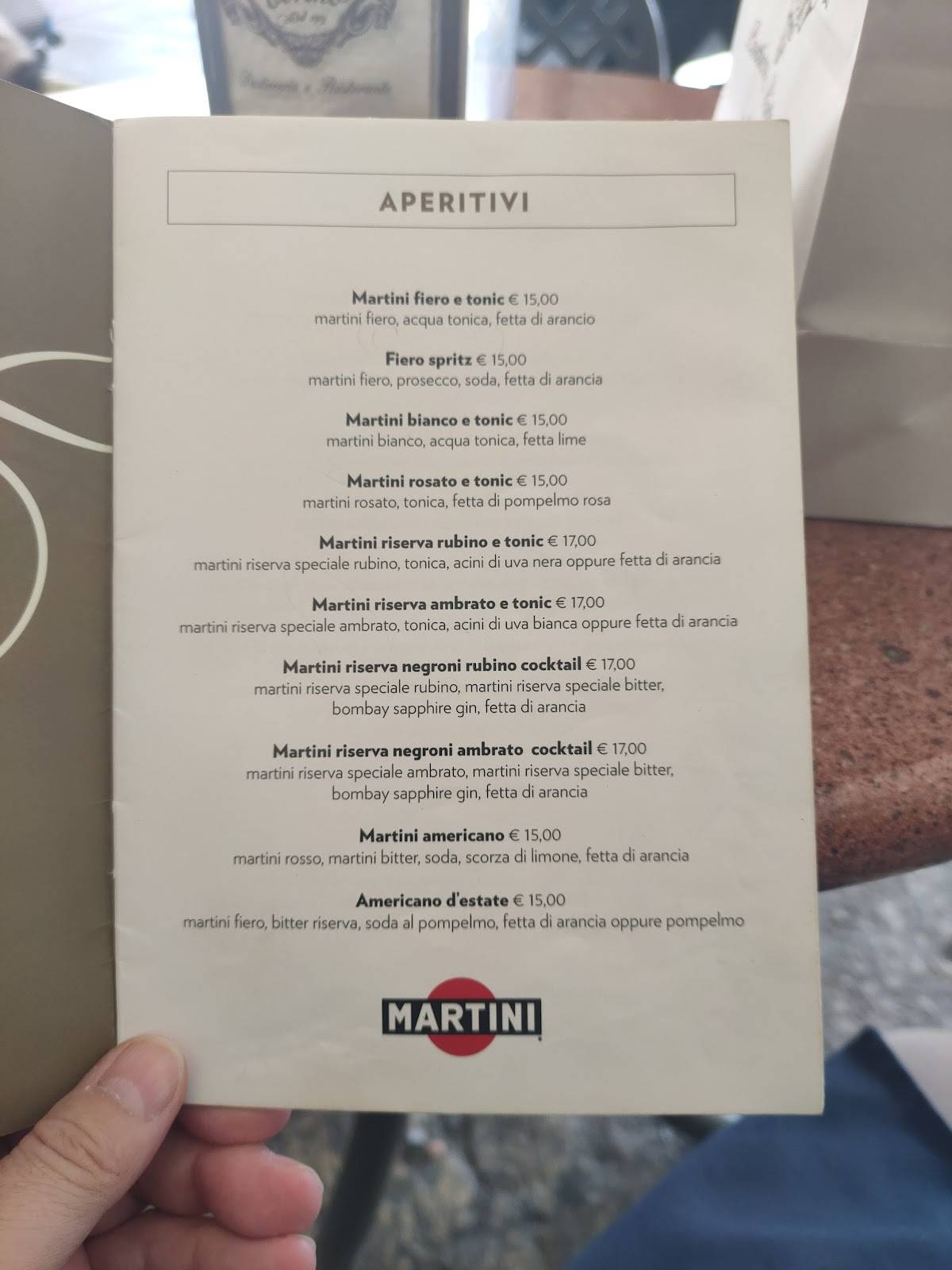 Menu di Caffe' Torino 