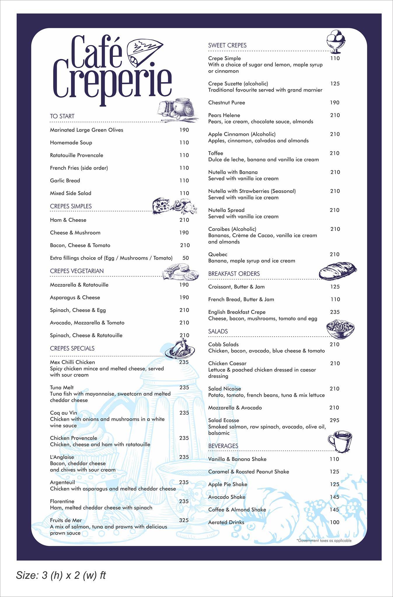 Cafe Creperie menu