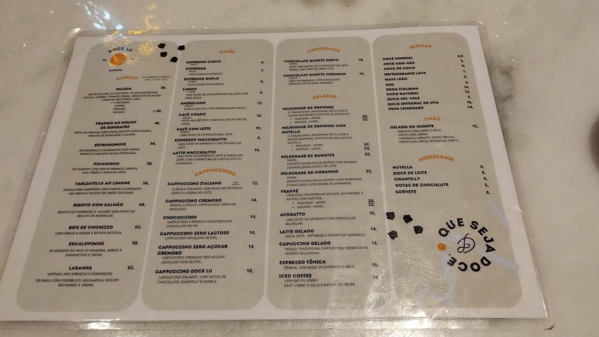 Doce Lu cardápio