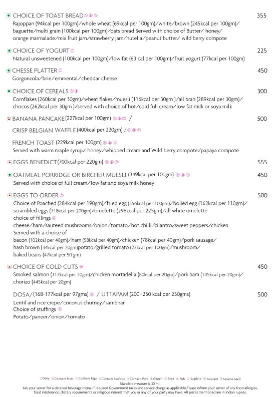 Cafe G - Crowne Plaza Today Gurugram menu