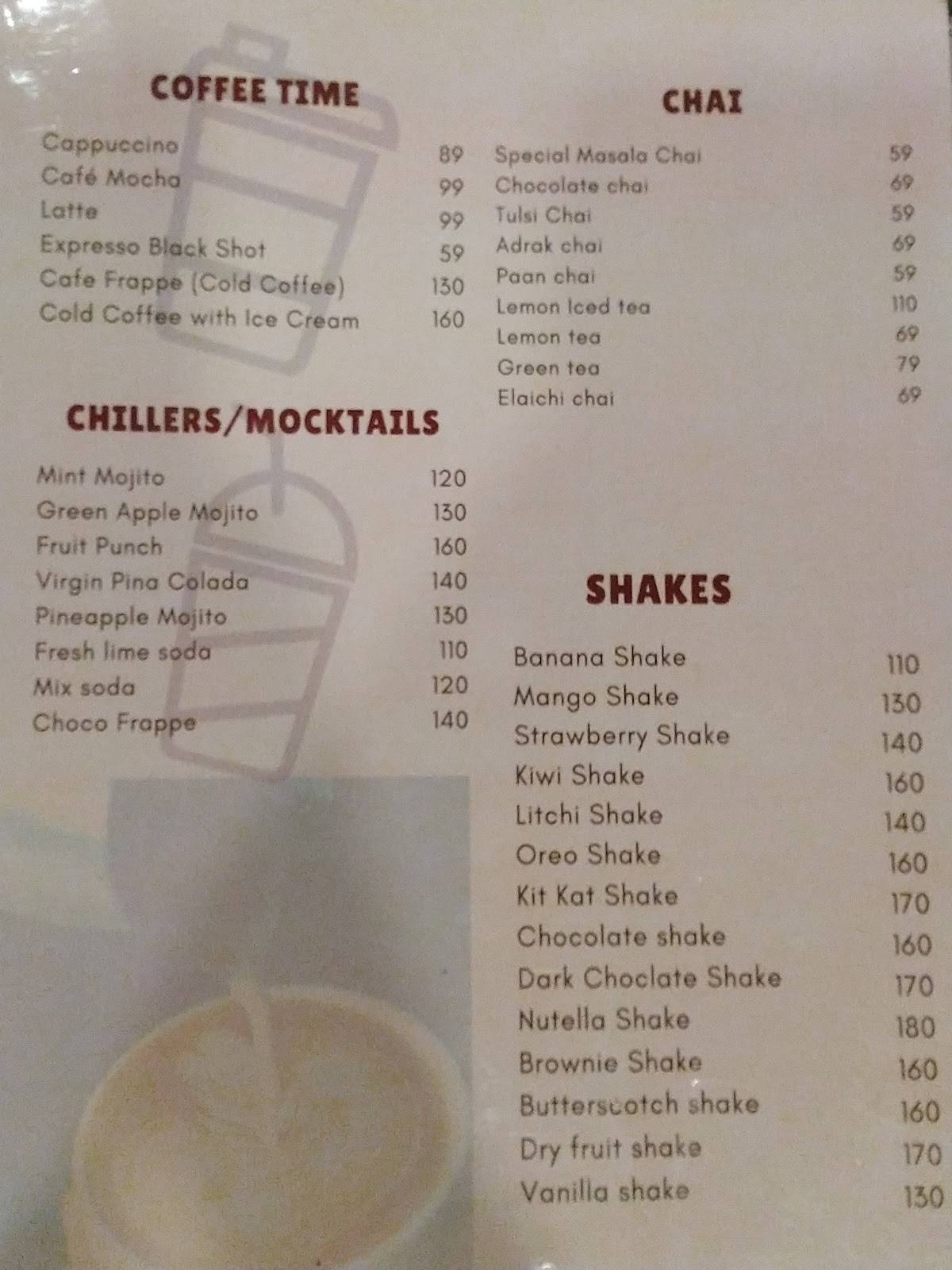 HBT cafe menu