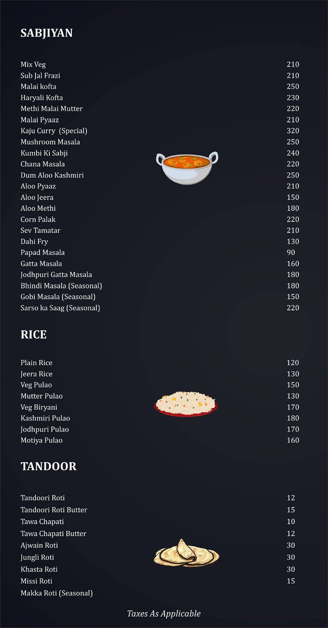 Hotel RR 62 menu