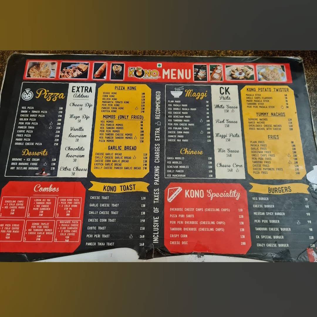 Cafe Kono menu