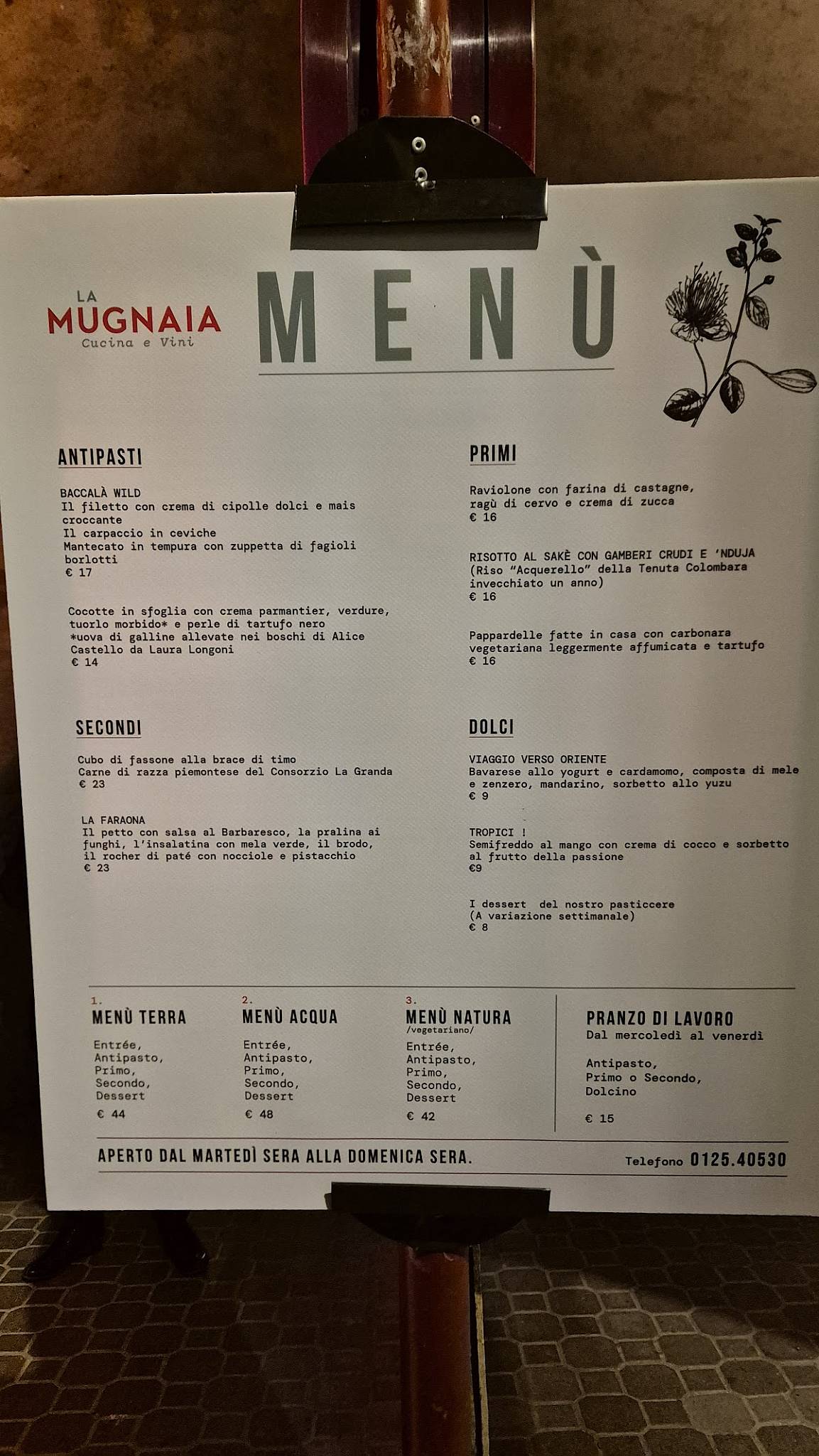 Menu di La Mugnaia 