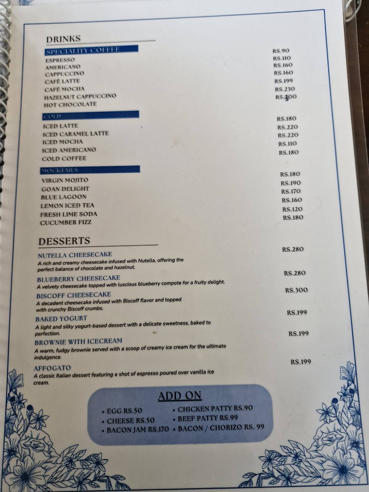 Cafe Labasa Goa menu