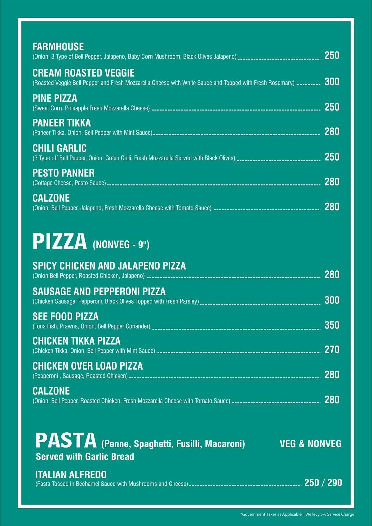 Le Terrace Cafe Mysore menu