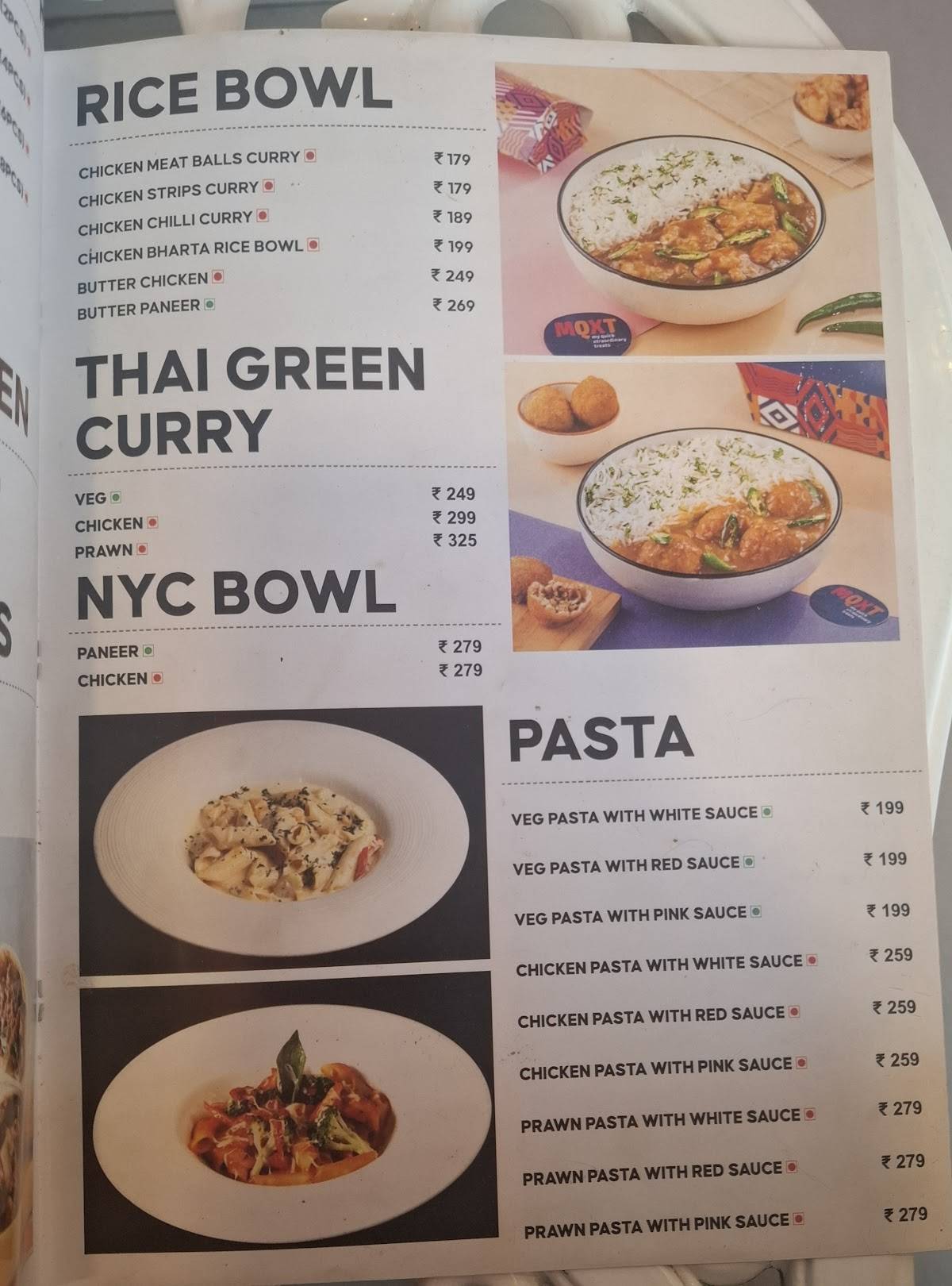 Cafe MQXT menu
