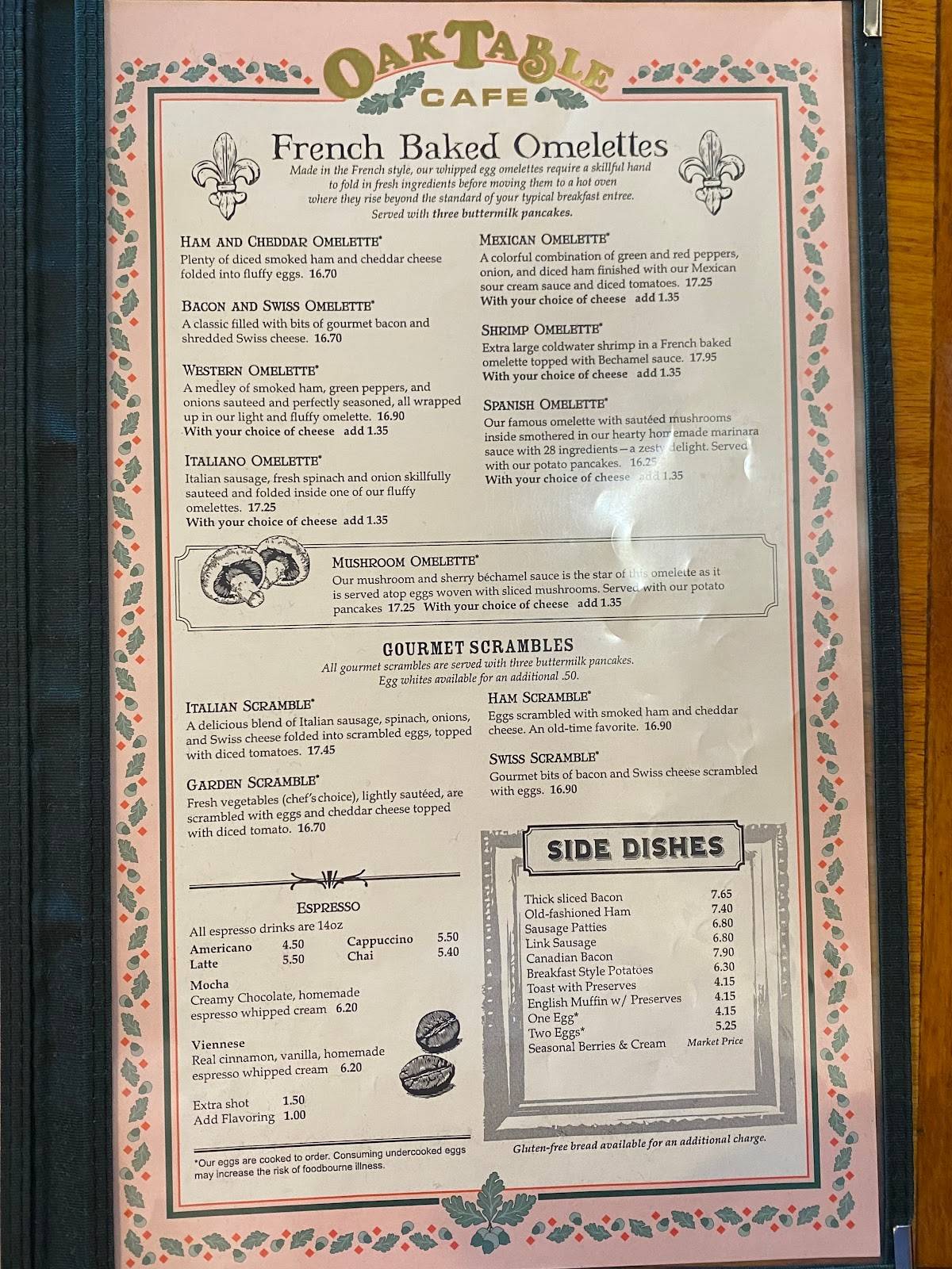 Menu at Oak Table Cafe, Sequim, 292 W Bell St