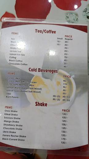 Prithak Cafe menu