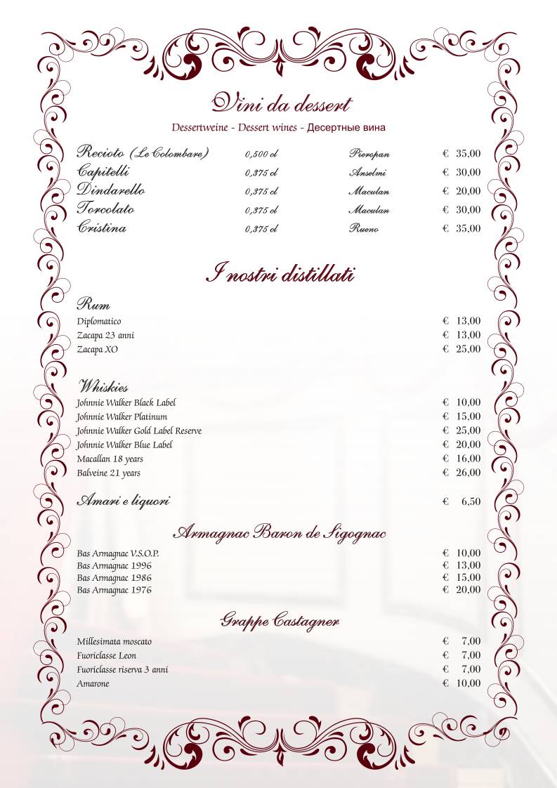 Menu di Ristorante Caffè Vittorio Emanuele 
