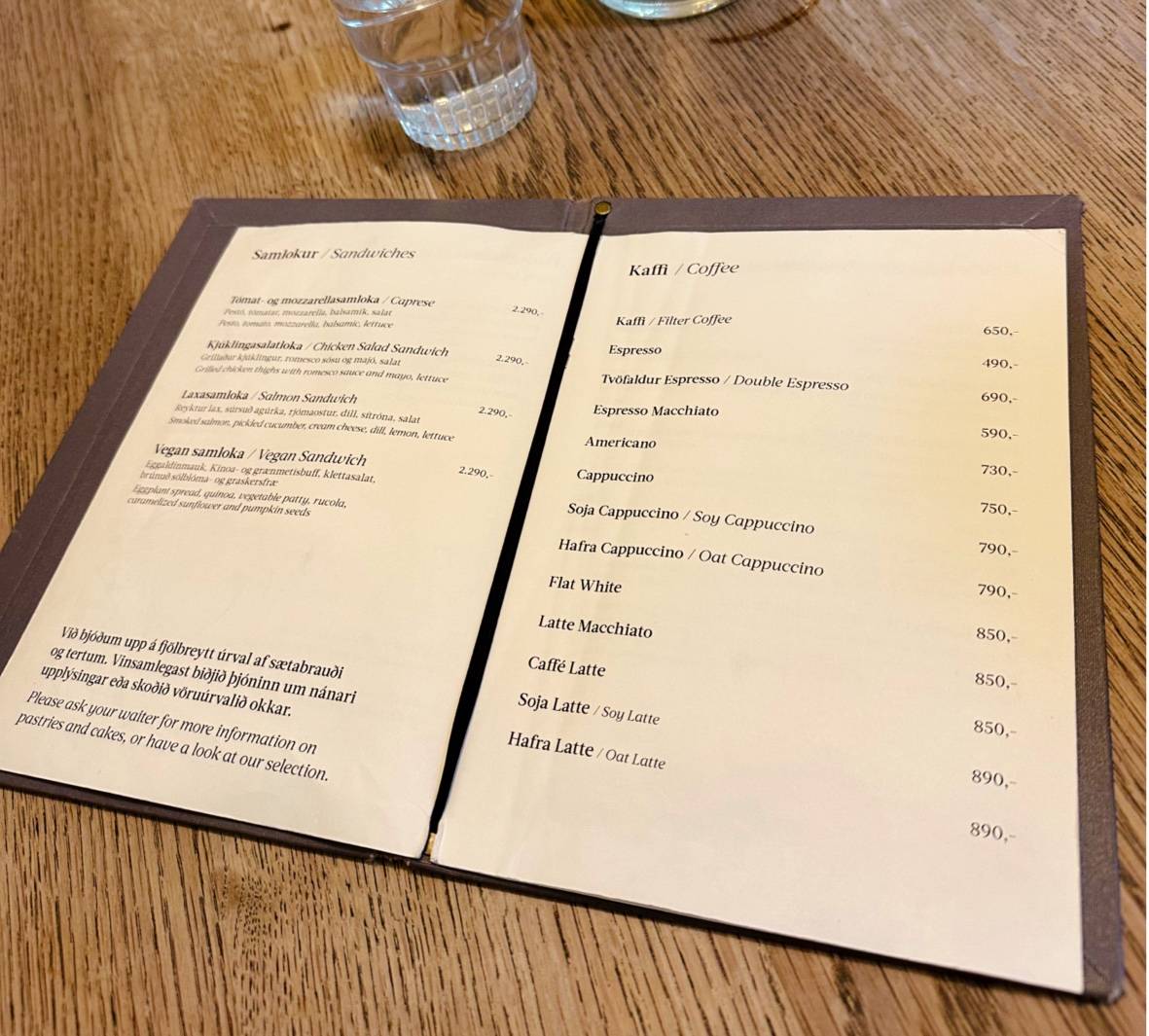 Menu de Sandholt