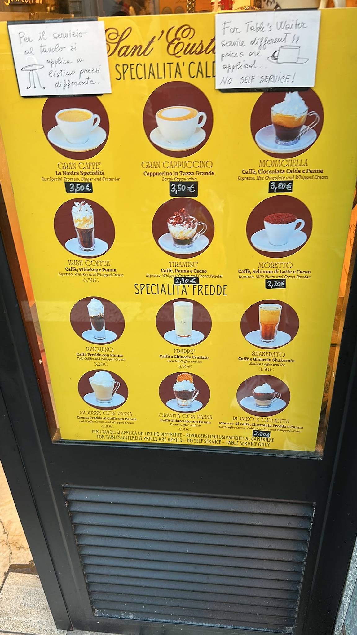 Menu di Sant'Eustachio Caffè 