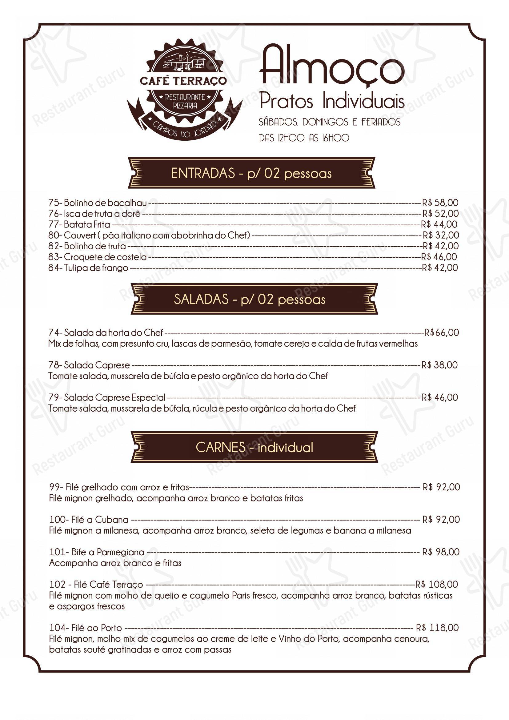 Café Terraço Pizzaria Artesanal e Bistrô - Menu