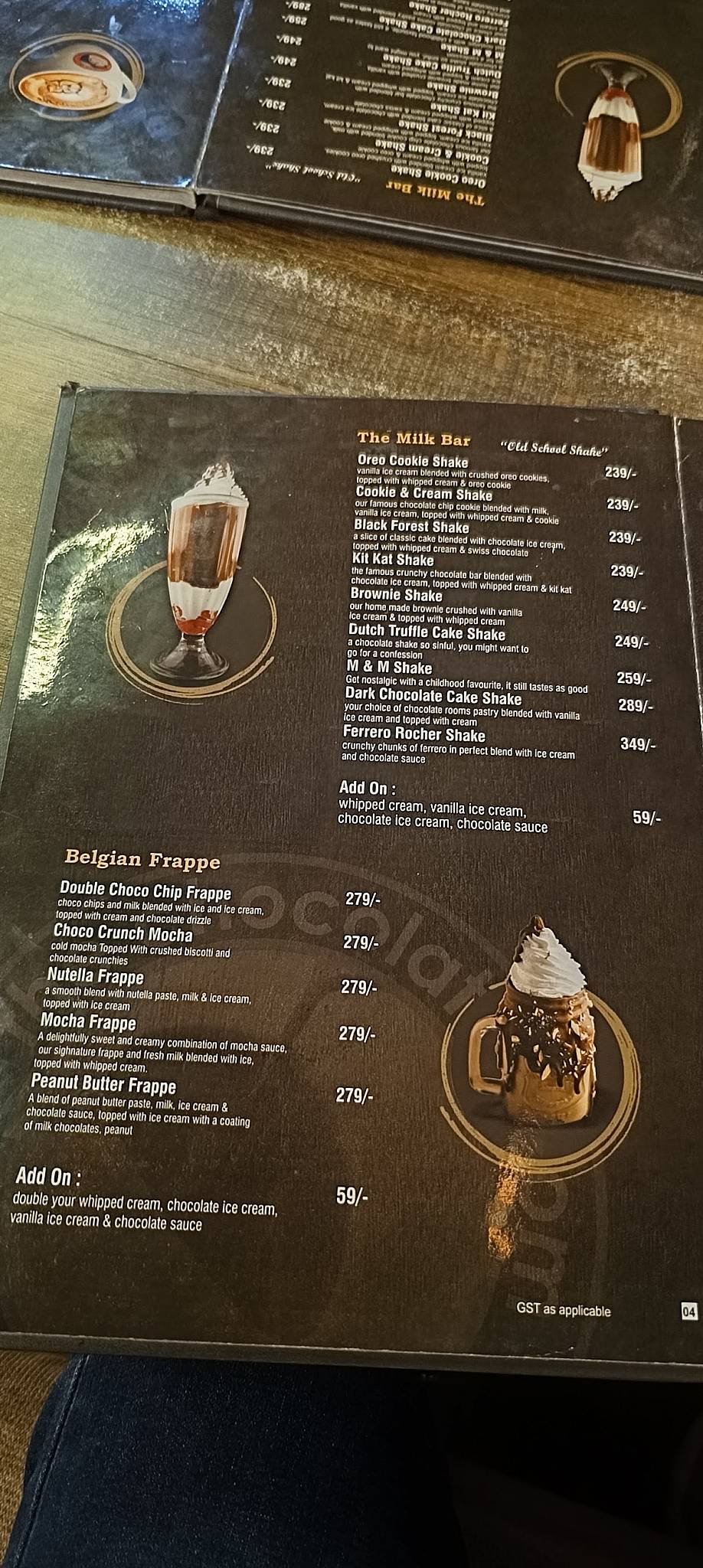 The Chocolate Room menu