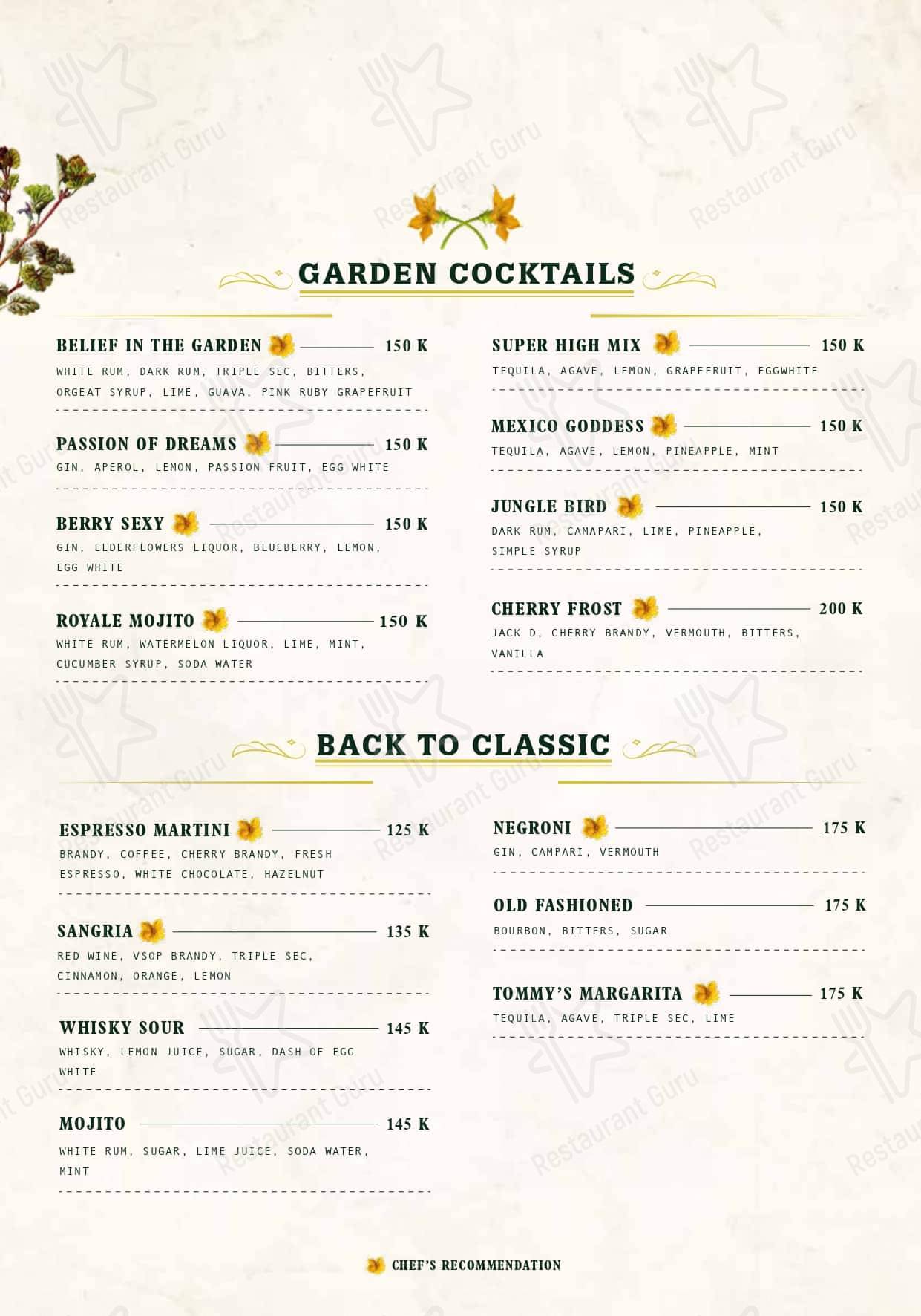 The Garden PIM menu