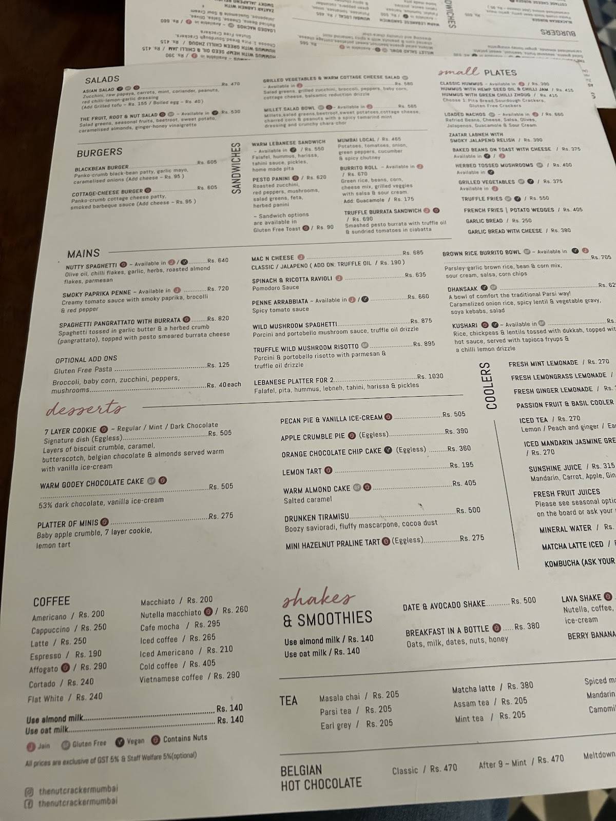 The Nutcracker menu