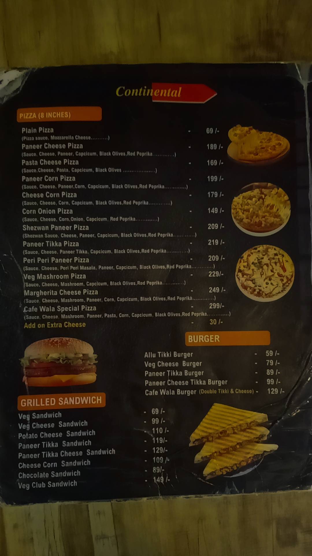 Cafe Wala menu