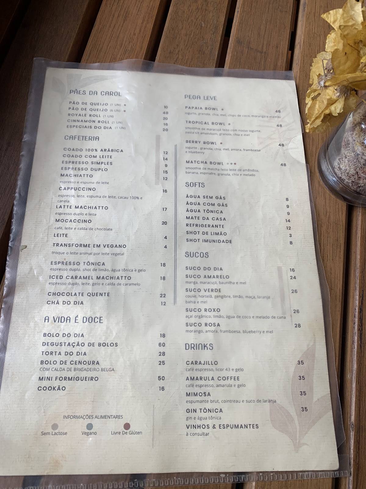 Café da Carol cardápio