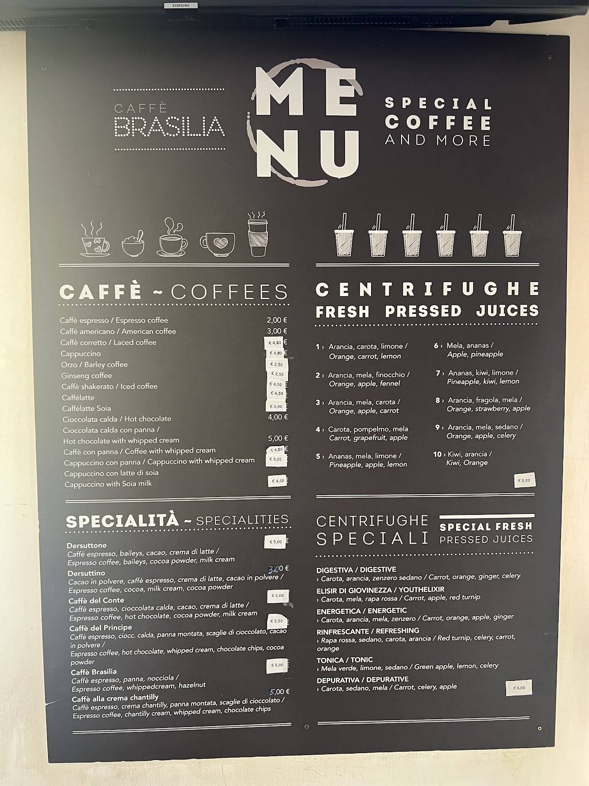Menu di Caffè Brasilia 