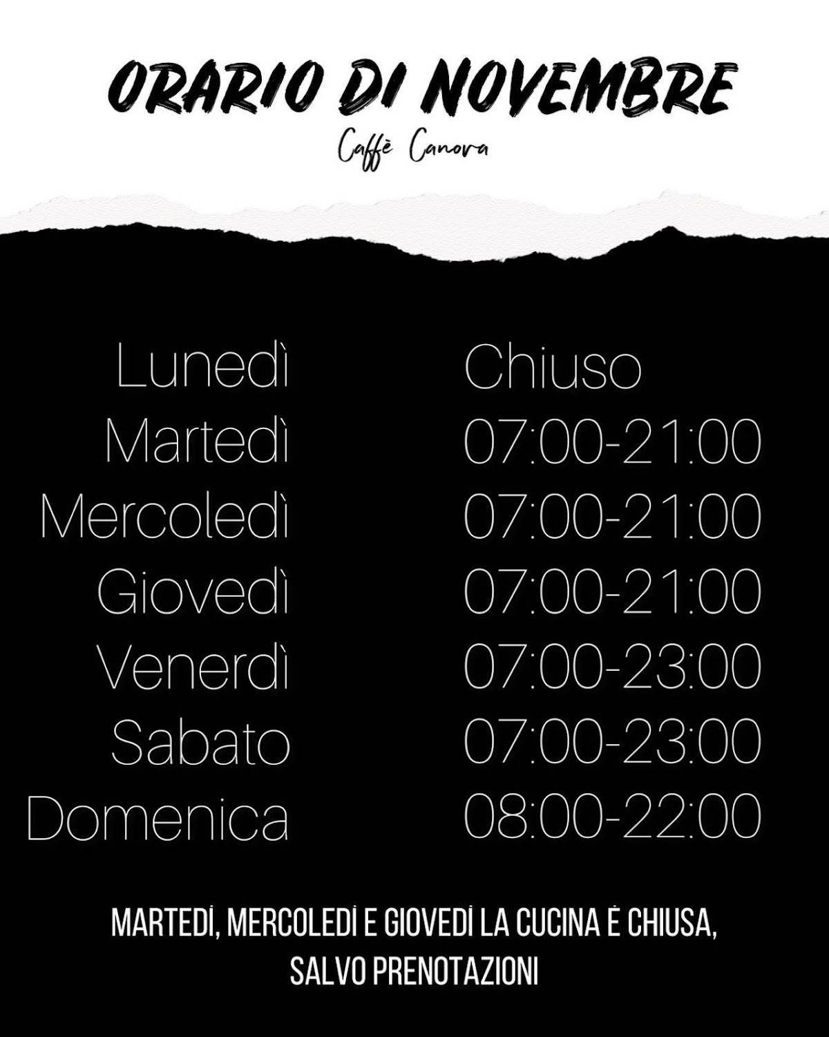 Menu di Caffè Canova 