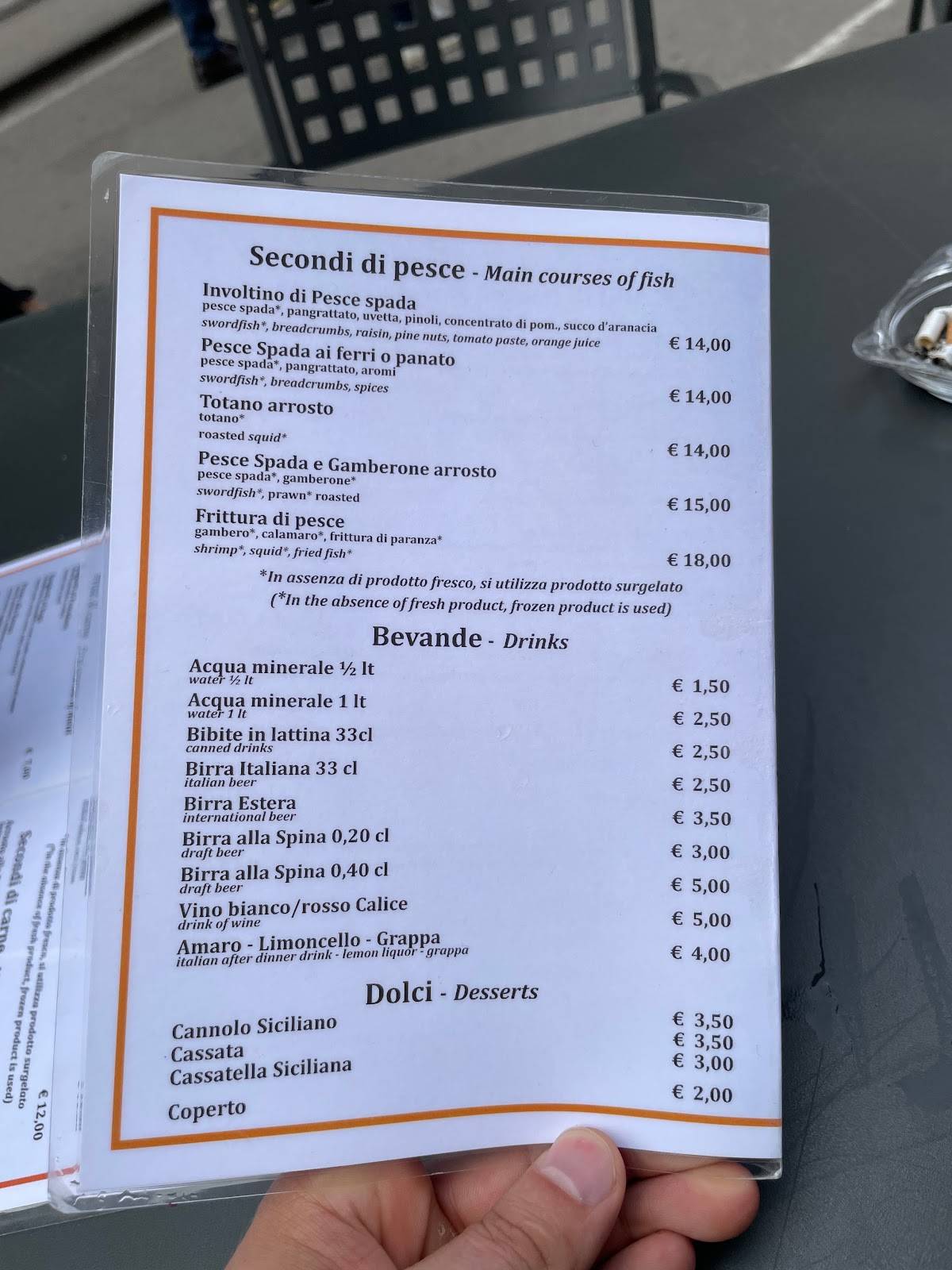 Menu di Caffè Kaleido 