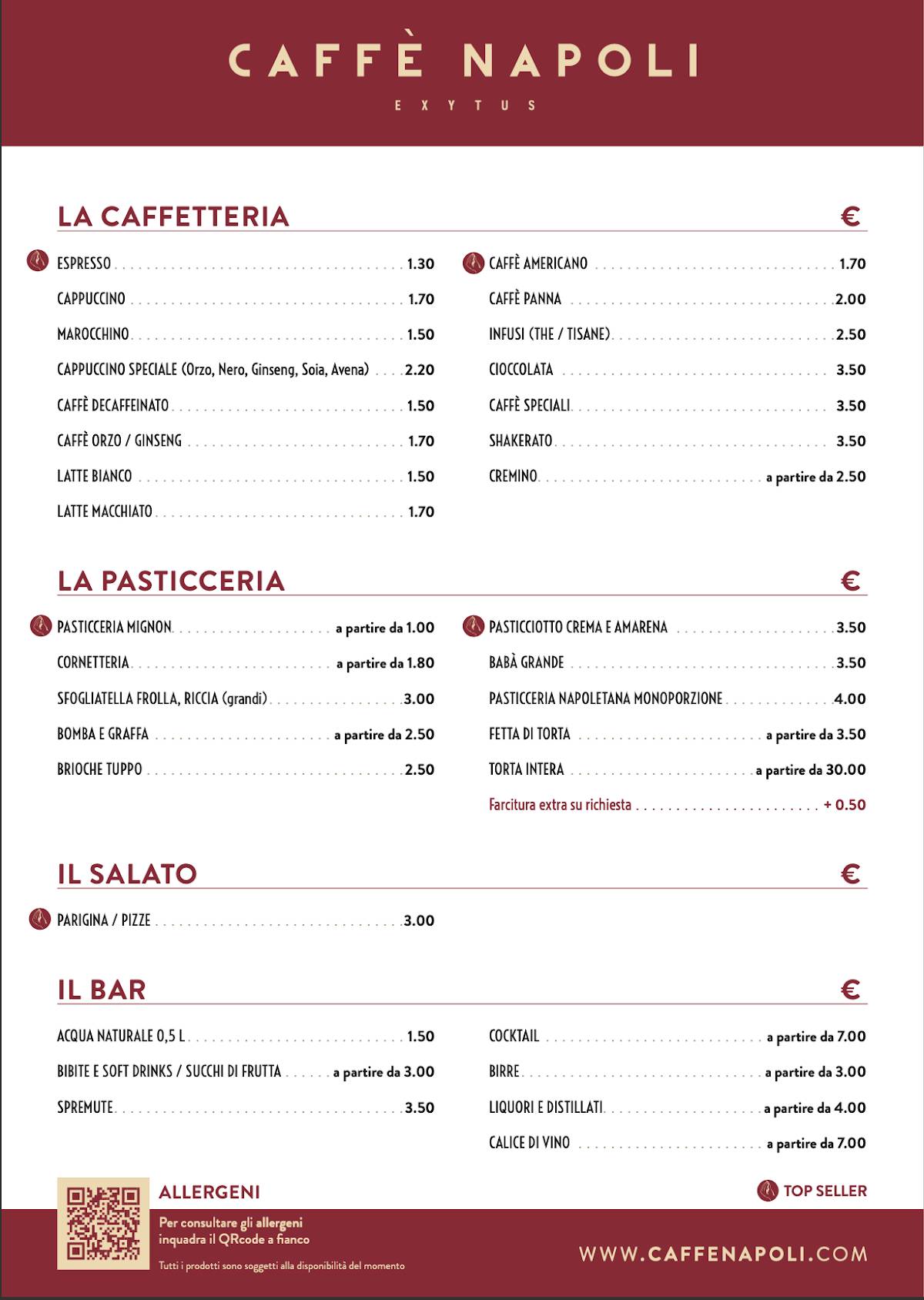 Menu di Caffè Napoli - Isola 