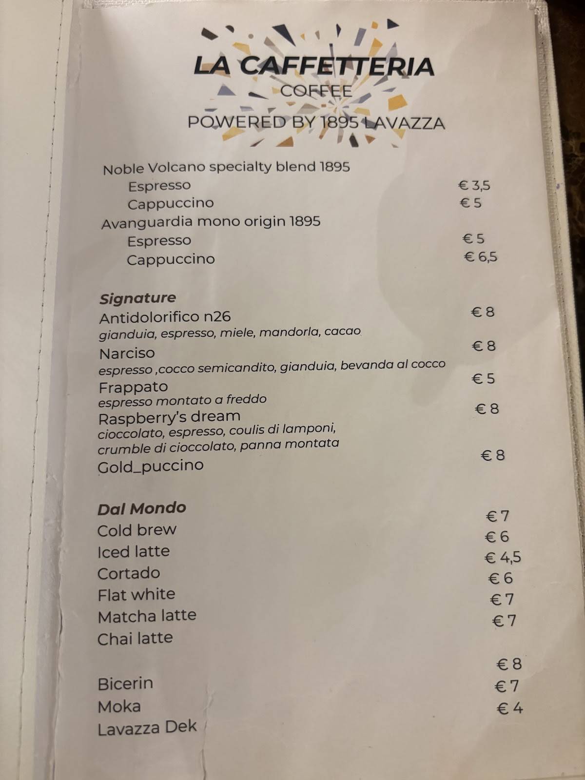 Menu di Caffè San Carlo 