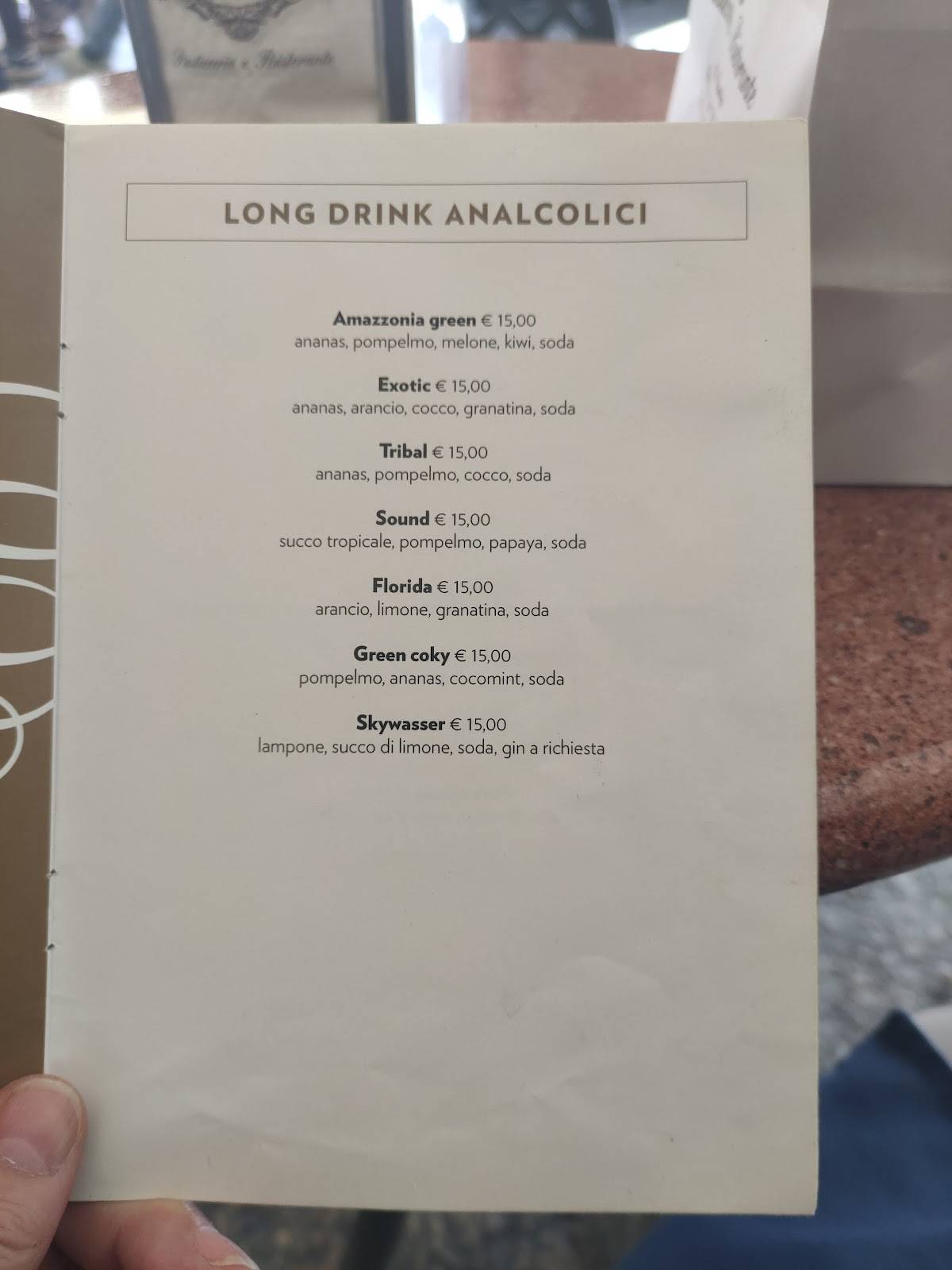 Menu di Caffe' Torino 