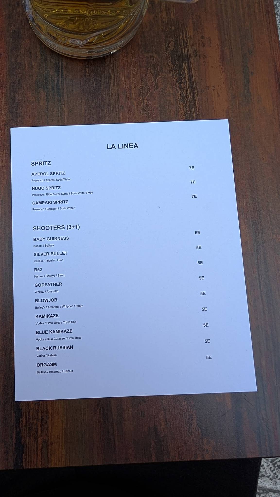 Menu di Caffe bar La Linea 