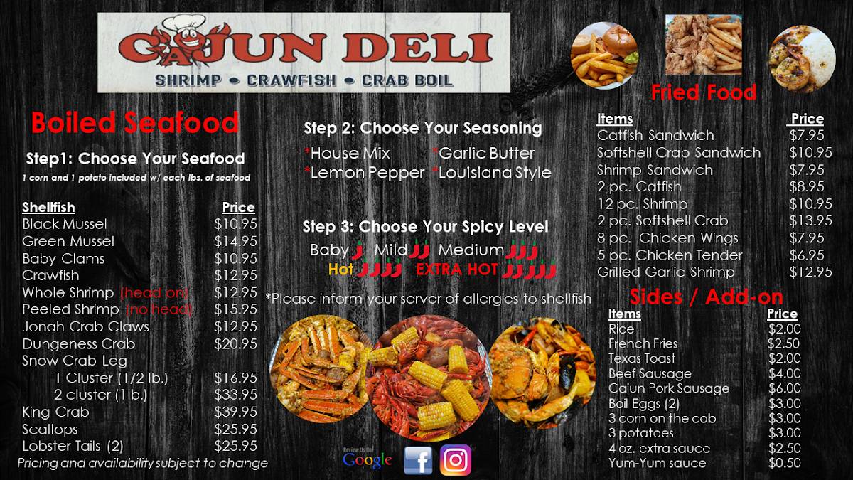 Menu at Cajun Deli Shakopee restaurant, Shakopee
