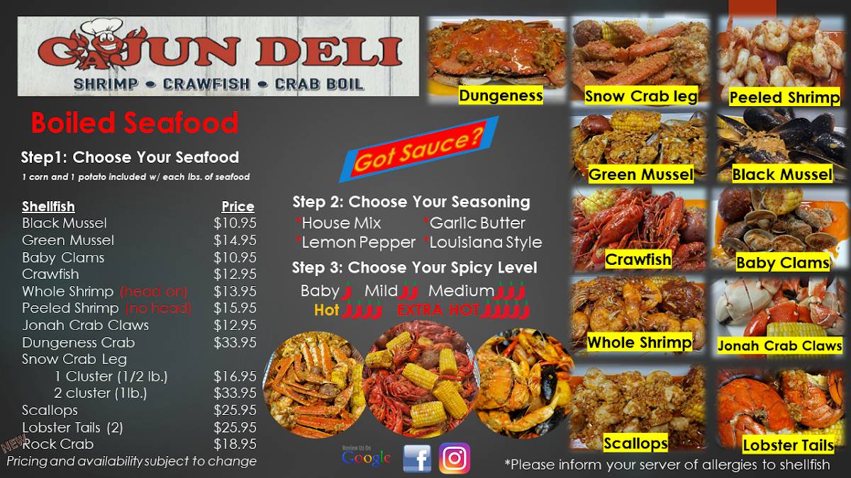 Menu at Cajun Deli Shakopee restaurant, Shakopee