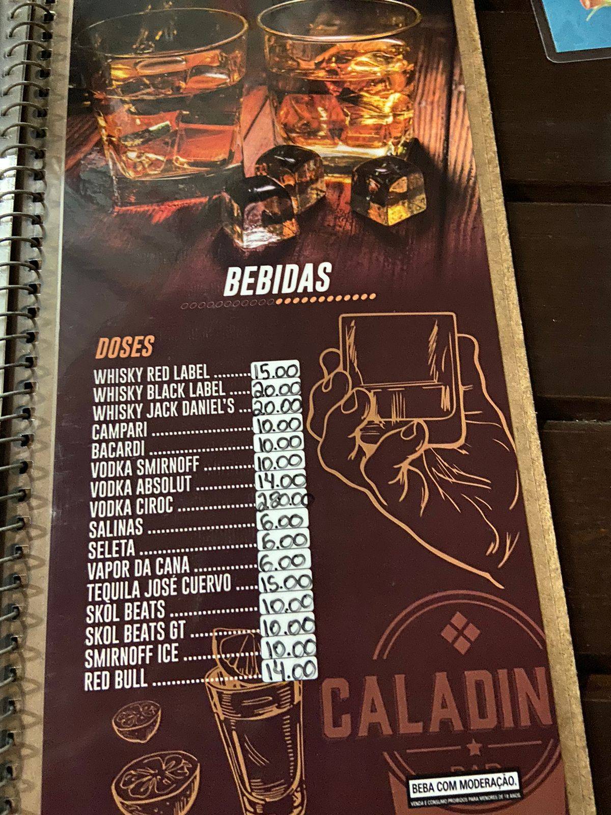 Caladinho Bar cardápio
