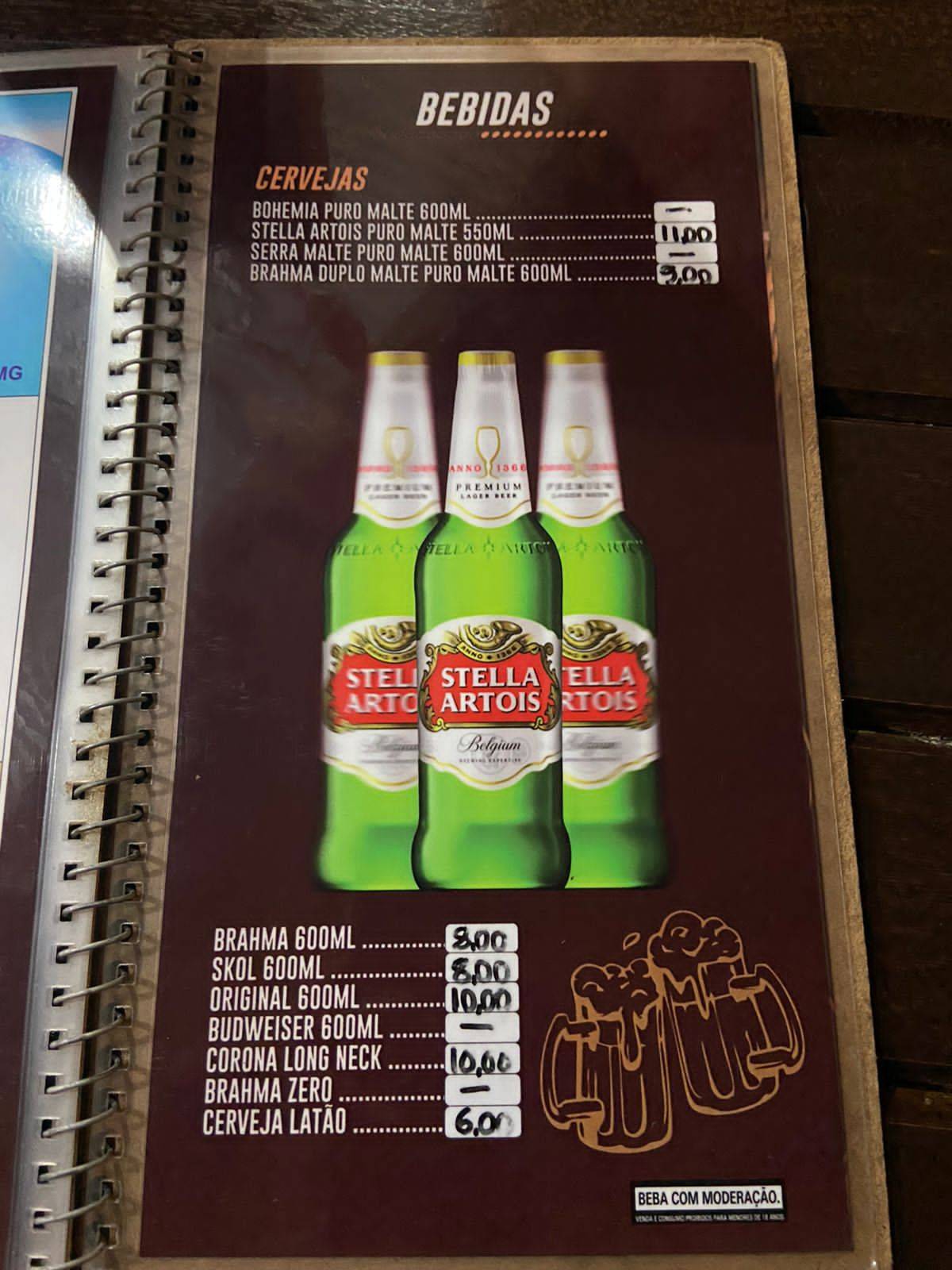 Caladinho Bar cardápio