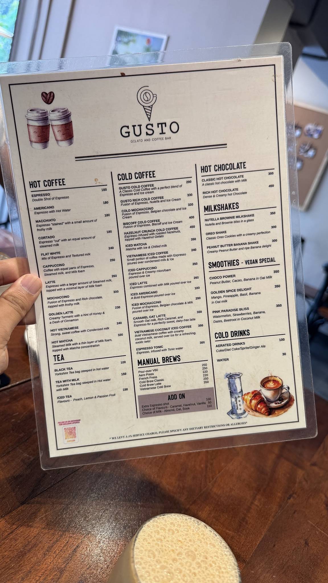 GUSTO - Gelato and Coffee Bar menu