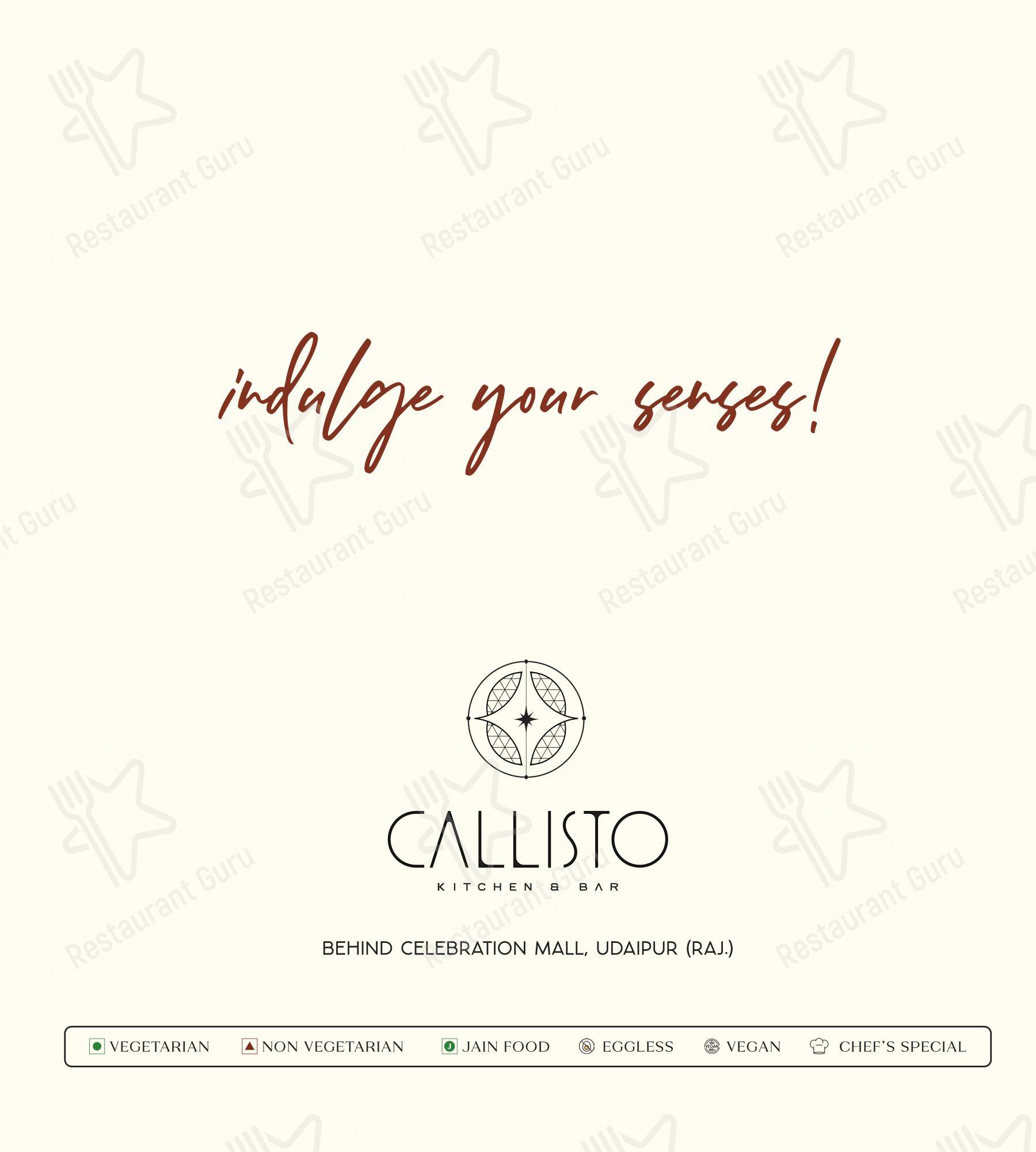 Callisto - Kitchen & Bar in Udaipur - Menu