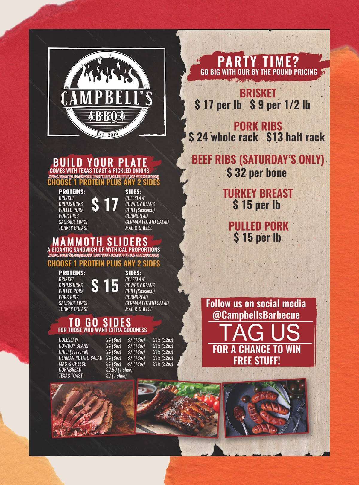 Menu at Campbell's BBQ, Salem