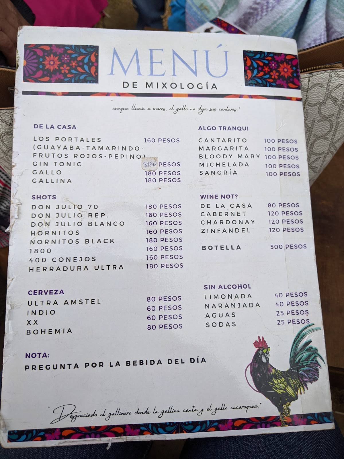 Carta Del Restaurante Los Portales Del Garc a Mexico