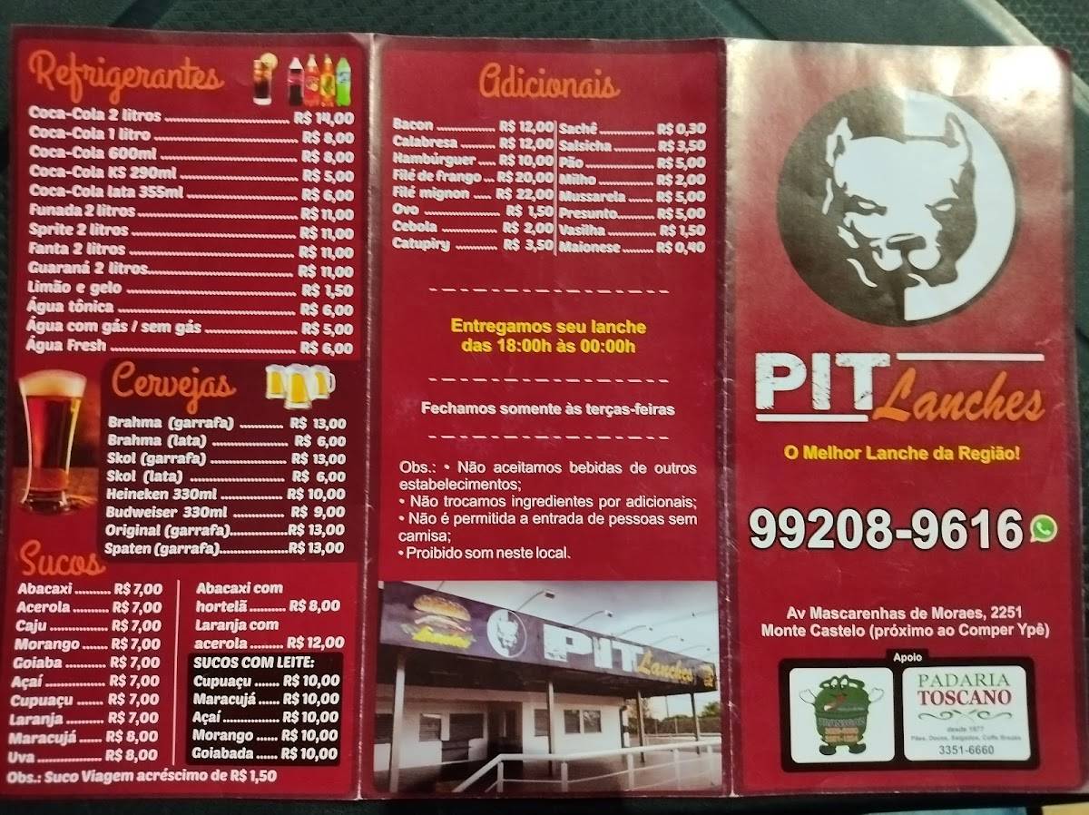 Pit Lanches cardápio