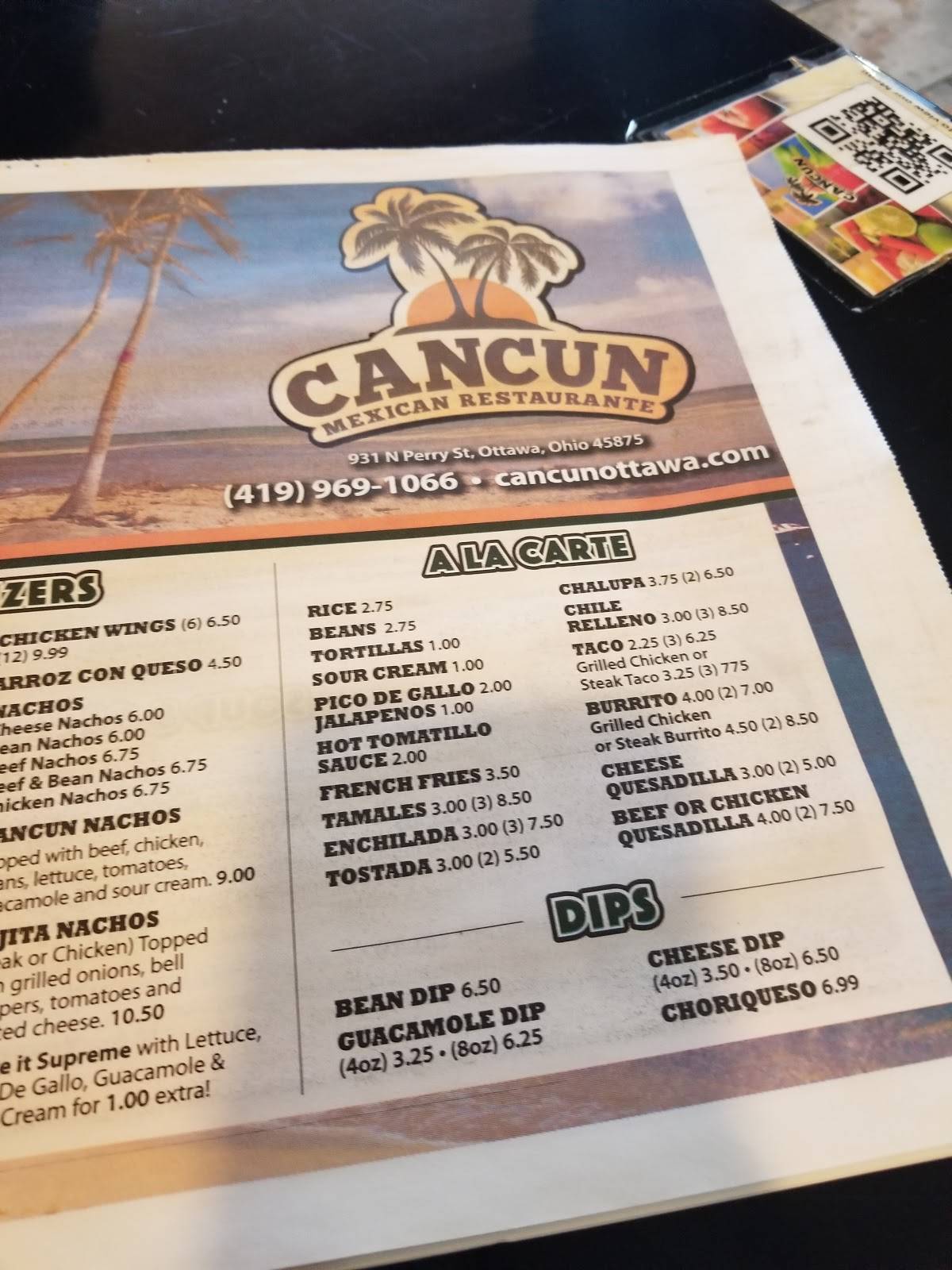 Menu At Cancun Mexican Restaurant Ottawa Ottawa