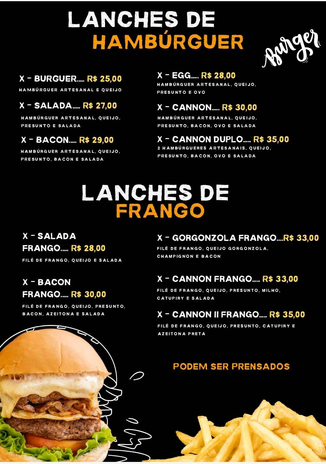 Cannon Prime Auto Lanches cardápio
