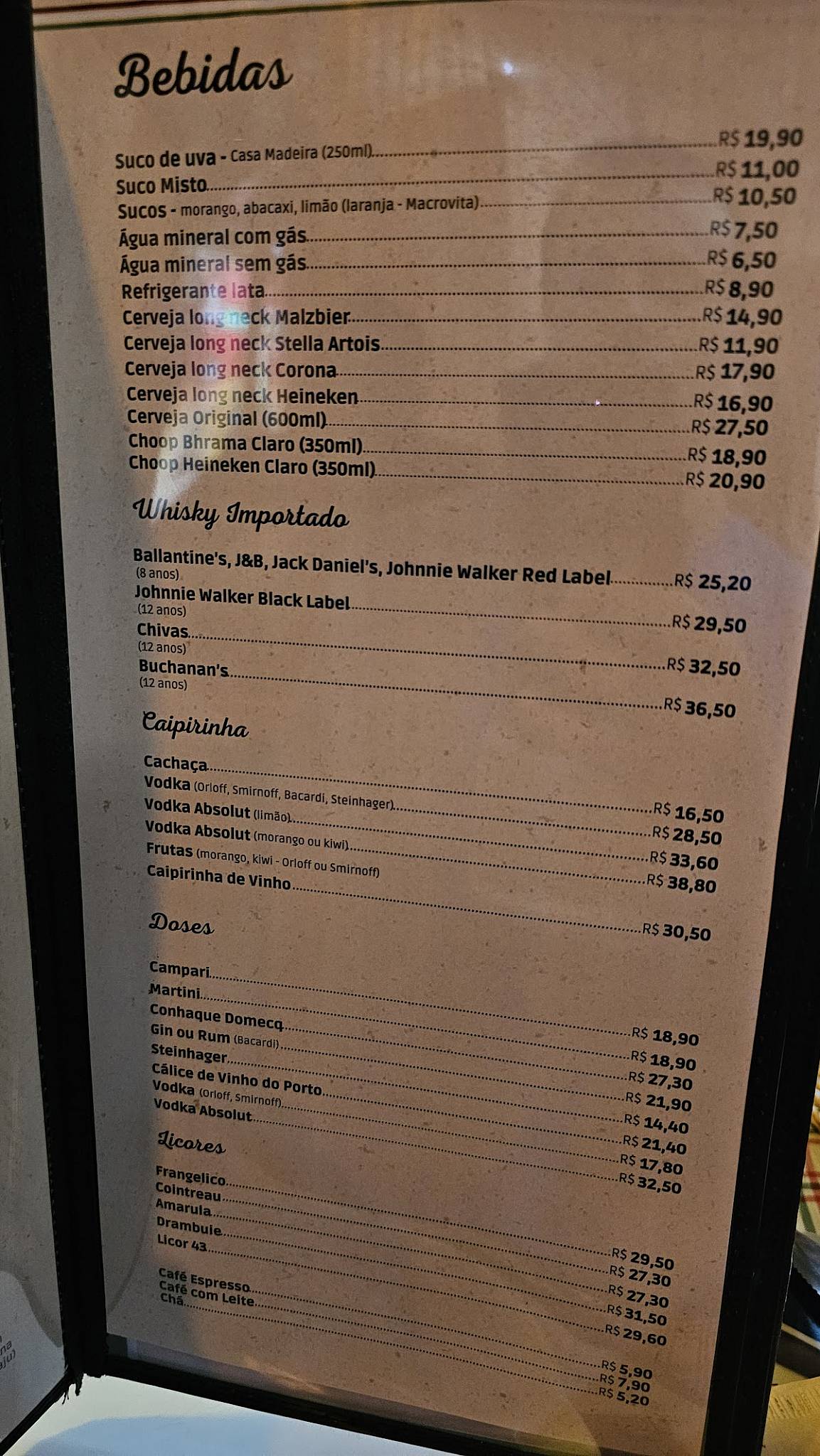 Cantina Santa Maria cardápio