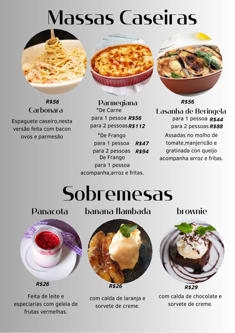 Cantina e Pizzaria Espaguete cardápio