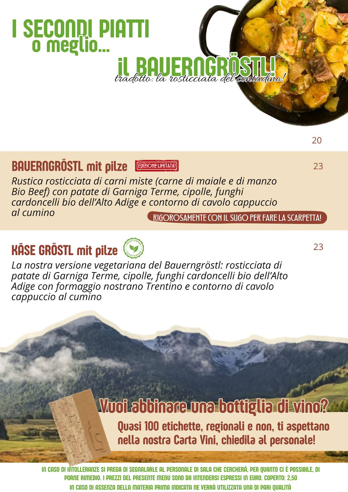 Menu di Capanna Viote 