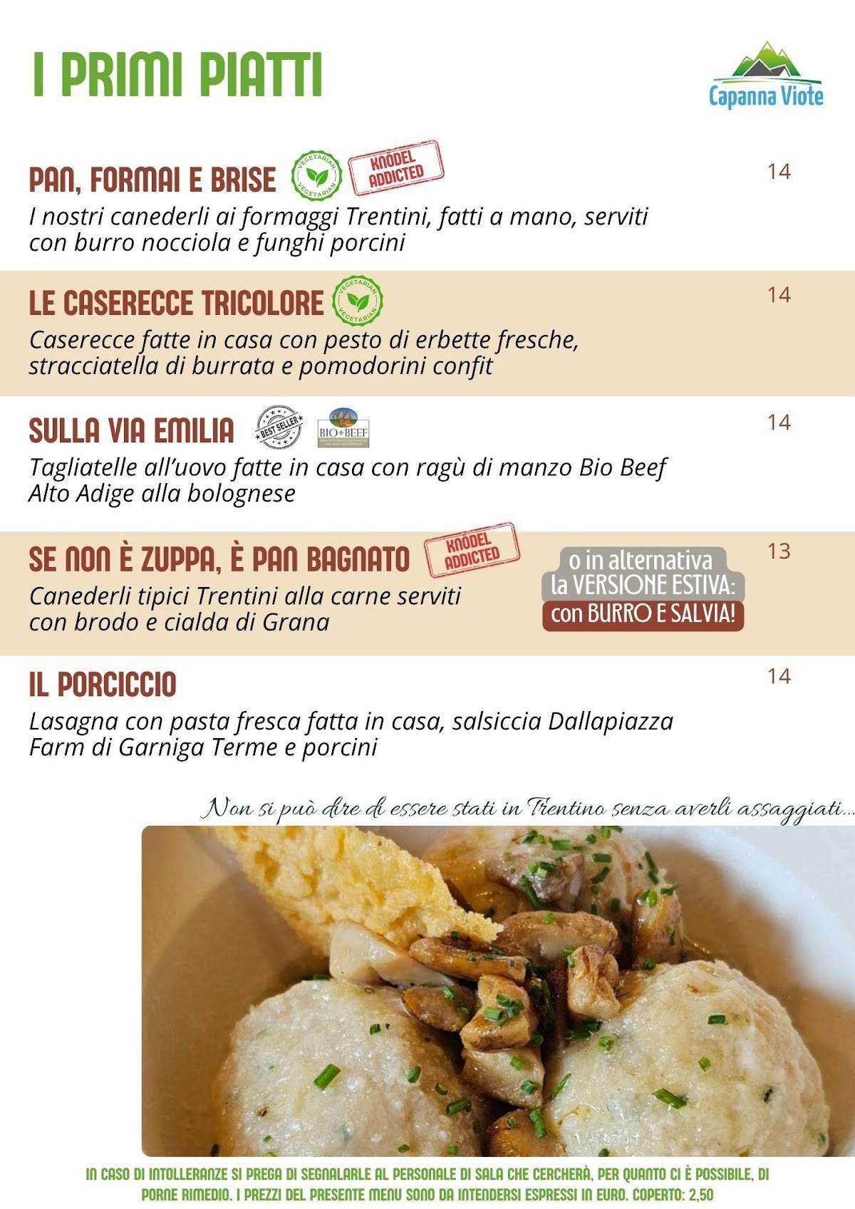 Menu di Capanna Viote 
