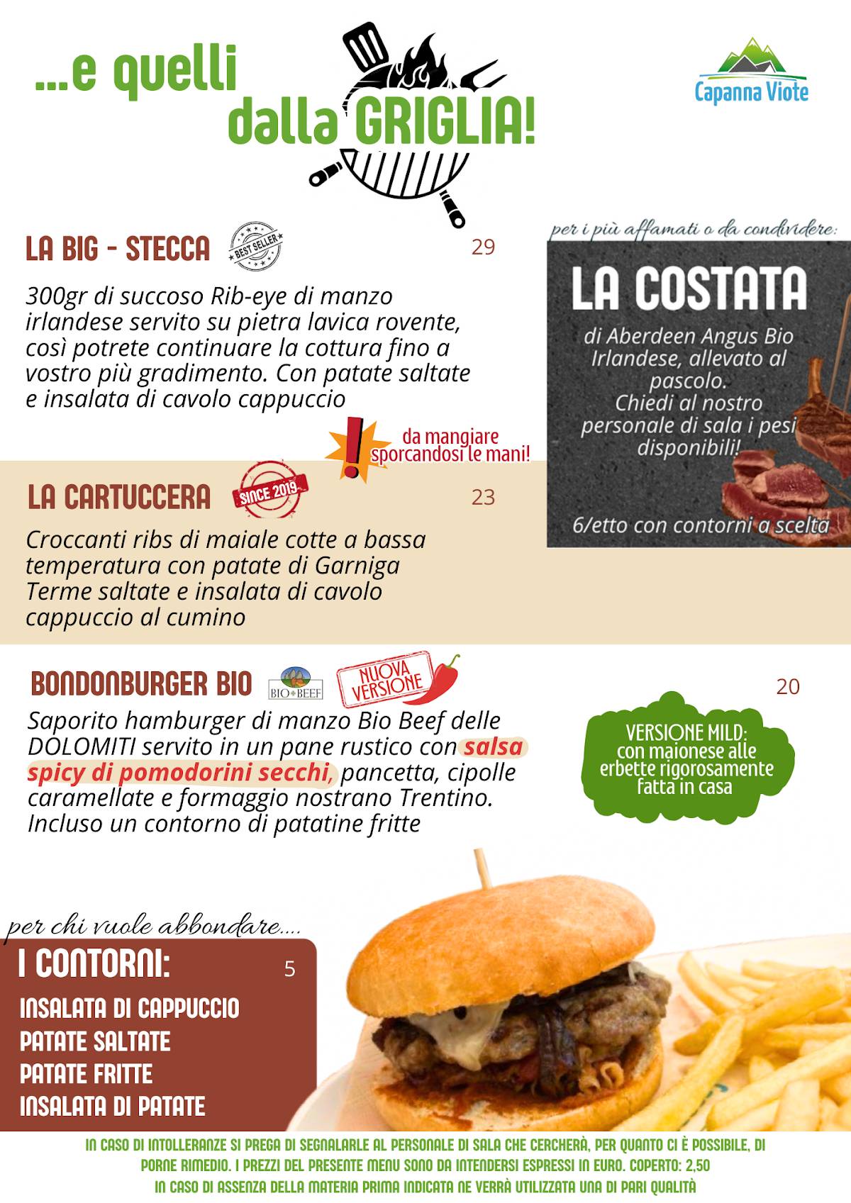 Menu di Capanna Viote 